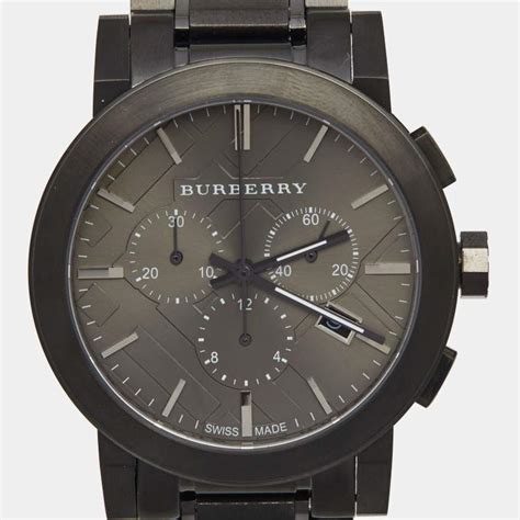 burberry chronograph men's dark nickel stainless steel watch bu9354|Mens / Gents The City Gray Stainless Steel .